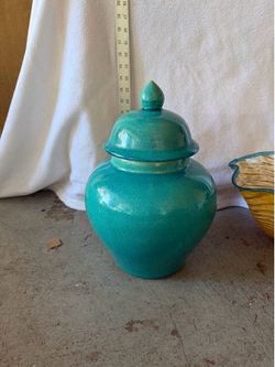 Teal porcelain Ginger Jar
