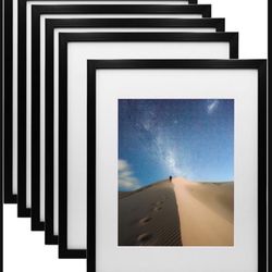 11x14 Picture Frame Black, Photo Frame with Plexiglass for Picture 8x10 with Mat or 11x14 without Mat, Composite Wood Picture Frame for Table Top and 