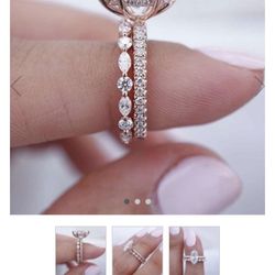 Rose Gold Marquise Cut White Sapphire Sterling Silver Ring