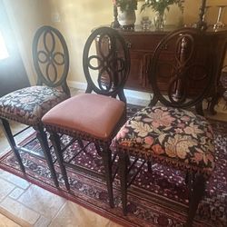 Kitchen Bar Stools: Set of 3 wood frame with Fabric Covered Seats