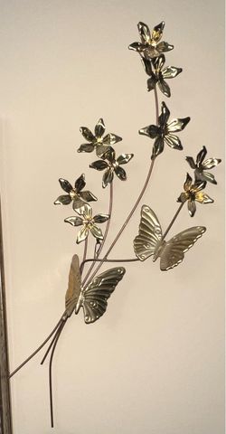 Vintage brass butterfly and flower spray