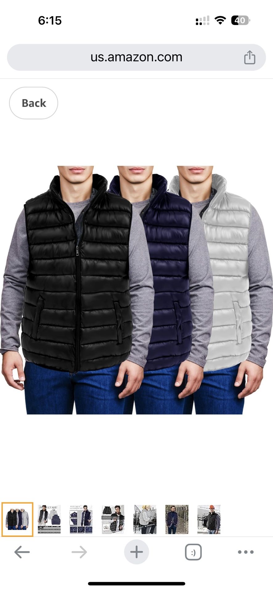 Men's Puffer Vests Lightweight Outwear Vest Stand Collar Sleeveless Padded Coat Quilted Down Gilet