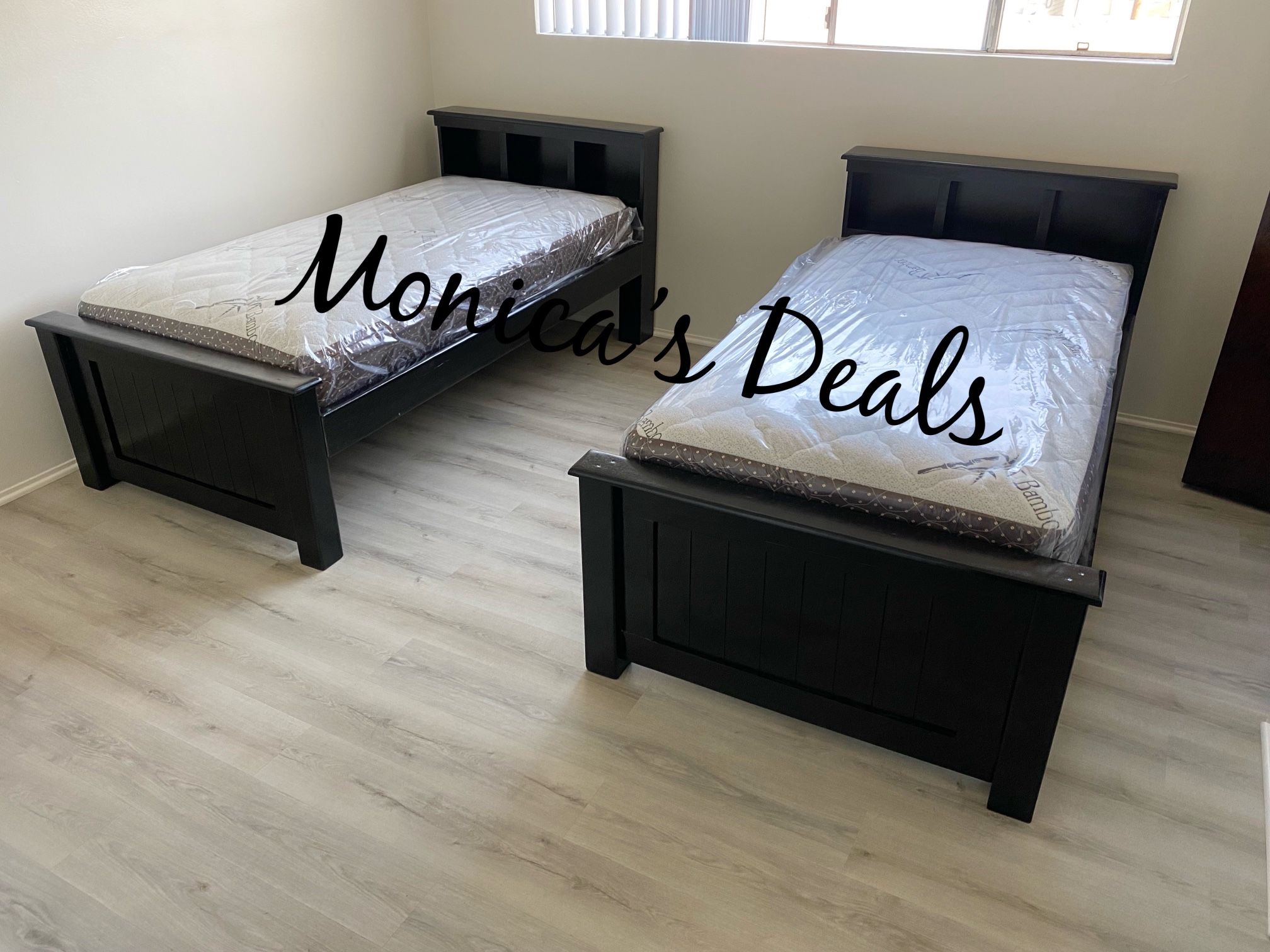 2 Twin Solid Wood Beds With Mattresses $700