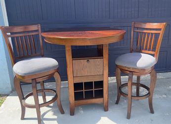 Bar height table set with 2 chairs