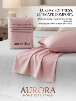 Aurora Home Essentials Queen Sheet Set Dusty Rose