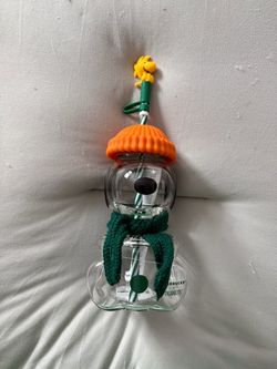 Starbucks x Peanuts Snoopy Glass Cup with Straw