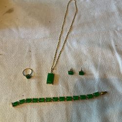 Jade Set New 18k Gold Plated 
