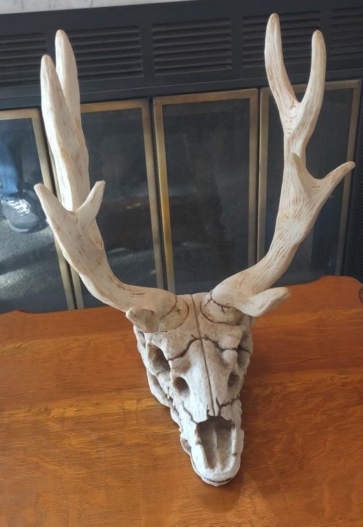 Three Piece Resin Deer Skull And Antlers 