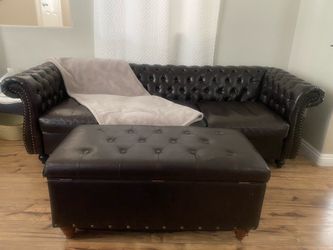 Brown storage ottoman