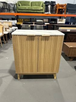 New Sideboard Cabinet, Small Buffet Cabinet, Modern Fluted Storage Cabinet with Faux Marble Top & Adjustable Shelf, Accent Credenza Sideboard for Kitc