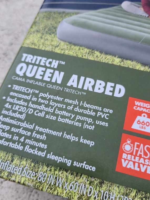 Airbed Air Mattress Queen Size Ozark Trail Tritech 14" Queen Bed Camping Sleeping Blow Up Bed