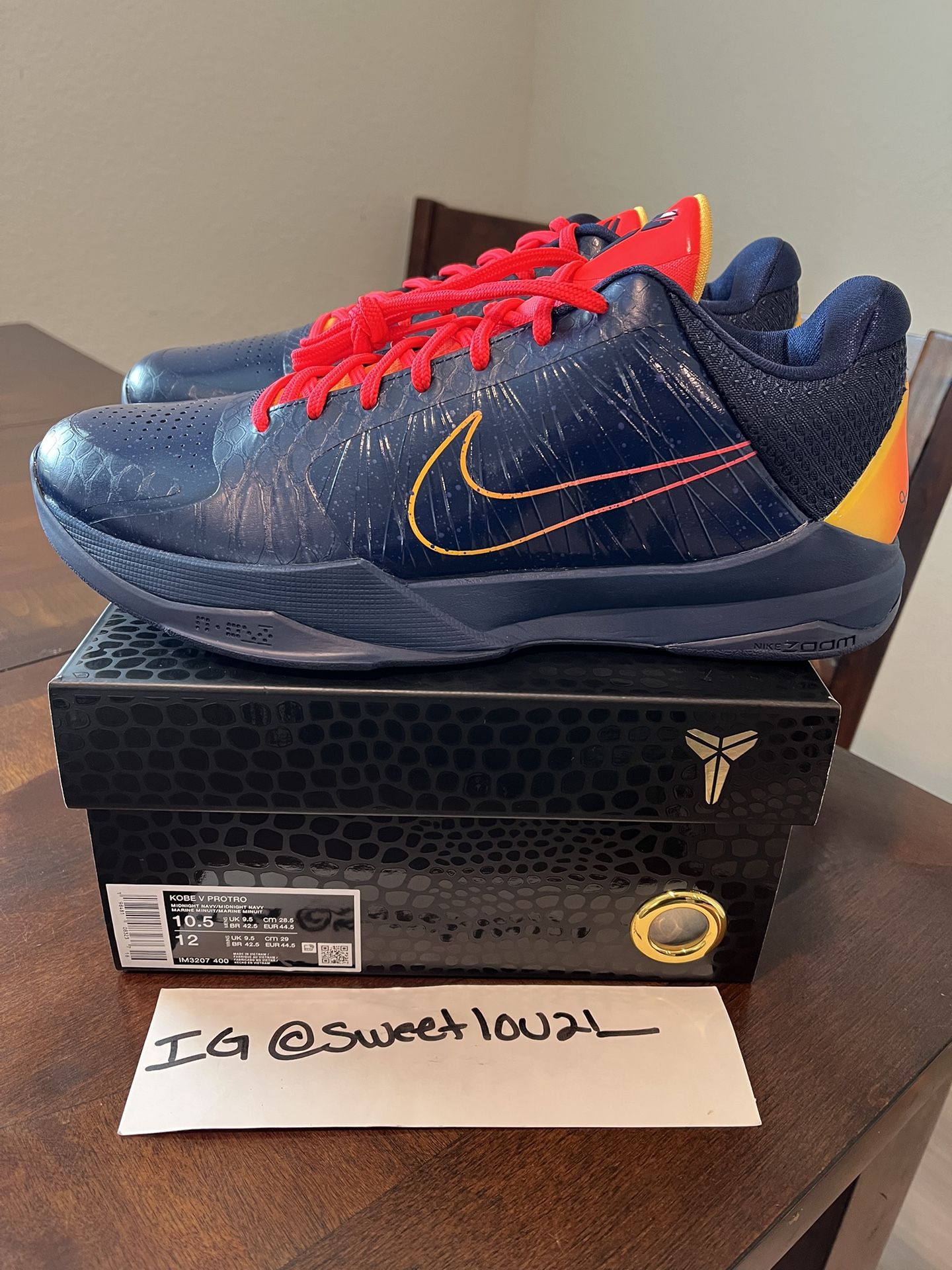 Nike Kobe 5 Protro “Indiana Fever” Caitlin Clark” Size 10.5
