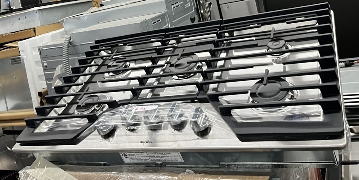 Stainless Steel Whirlpool 36” Wide Built In Gas Cooktop