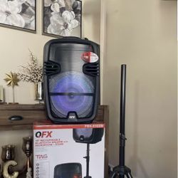 QFX 15" RECHARGEABLE BLUETOOTH SPEAKER WITH MICROPHONE + STAND LED Party Lights🔊🔊🎶🎶🎤 