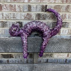Purple Glitter Scary Cat - Halloween Decor