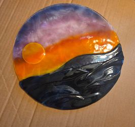 Handmade Ceramic Sunset Scene Decorative Plate