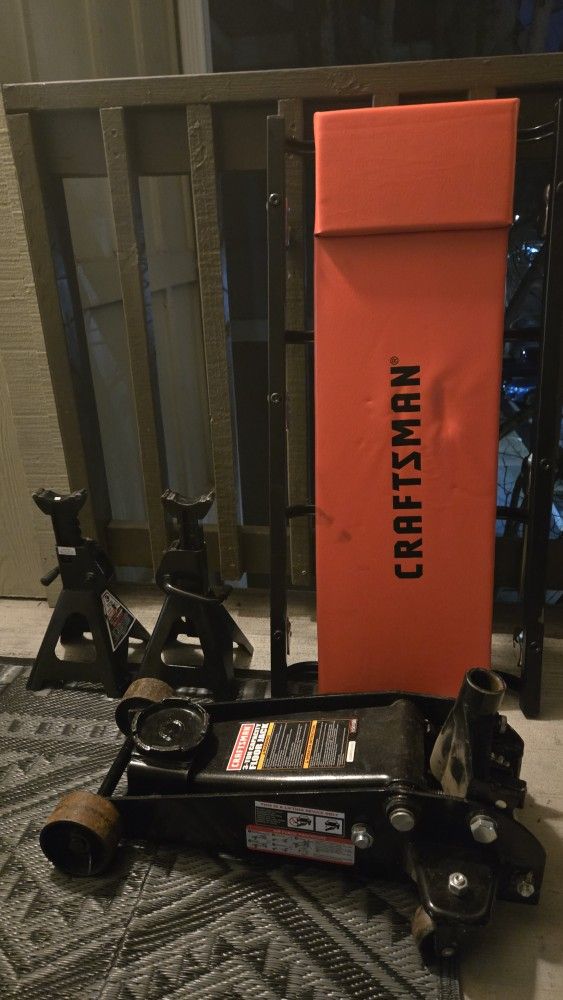 Craftsman 3 Ton Floor Jack, Stands, Creeper