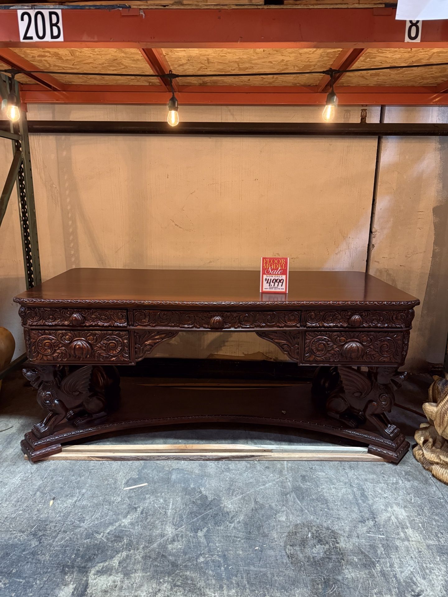 MEGA SALE! Solid Mahogany Hand Carved Office Desk (Save $2000+)