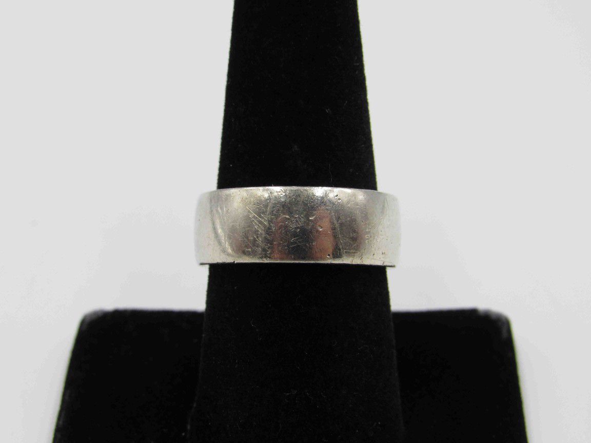 Size 8.5 Sterling Silver Thick Heavy Simple Band Ring Vintage Statement Engagement Wedding Promise Anniversary Bridal Cocktail Friendship