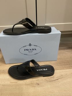 Prada Leather Slides Women  Black Size 36.