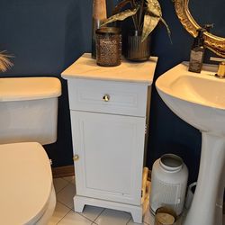 White Bathroom Cabinet w/ Stone Top – HomeGoods