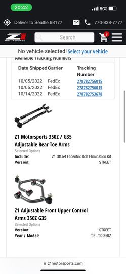 350Z Adjustable Arms