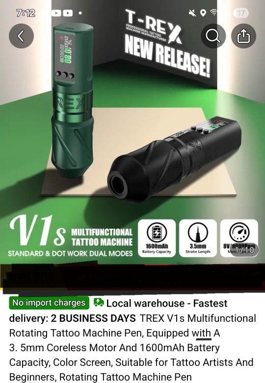 T Rex V1s Wireless Tattoo Machine