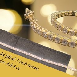 14k Gold Filled Tennis Bracelet AAA cz 7 Inches