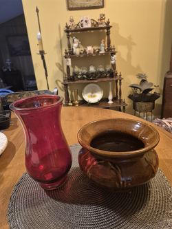 McCoy brown glazed pottery planter