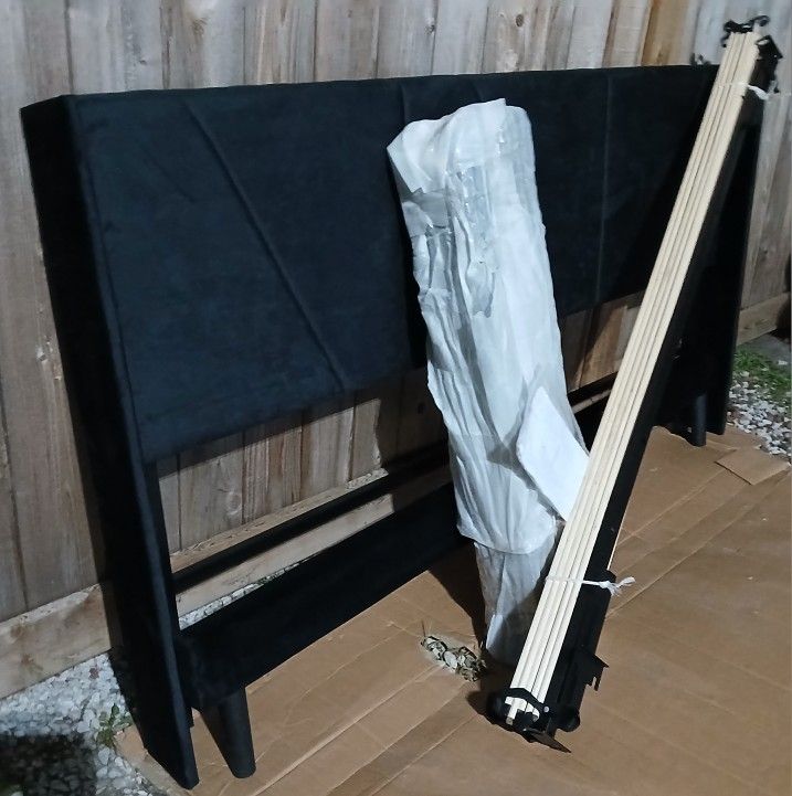 New King Black Bed Frame,  No Box Spring Needed. 