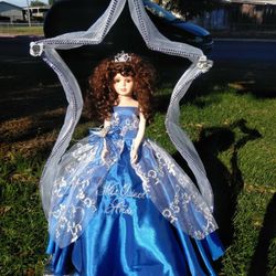 Medium Size Doll Quinceanera  Blue Dress