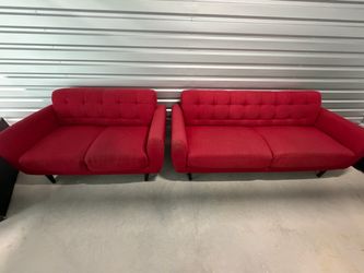 Red 2-Piece Sofa & Loveseat Set – Modern Living Room Furniture