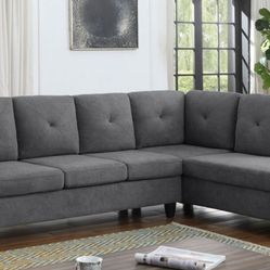3L1192 Grey Fabric 2-pc RF Chaise Sectional 