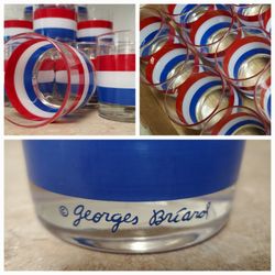 29 VINTAGE ROCKS GLASSES - BRAND: GEORGES BRIARD - COLOR: RED, WHITE & BLUE.
