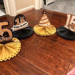 Free Happy 15th Birthday Table Honeycomb Centerpieces