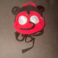 Mickey Mouse Disney Kids Small Red/Black Polyester Zip Backpack