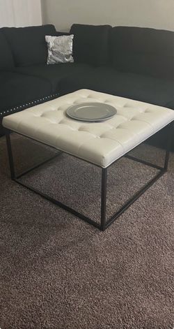 White Tufted Ottoman Coffee Table