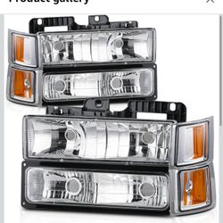 New in box M-AUTO Headlights Assembly with Bumper & Corner Lamps Compatible with 1 Chevy C10 Silverado Tahoe Suburban C/K 1 3500 Blaze
