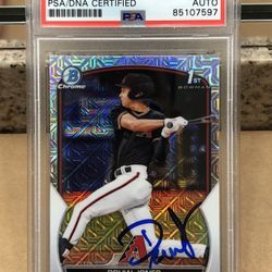 Druw Jones Signed 2023 1st Bowman Chrome Mojo Mega Diamondbacks Rookie Card PSA