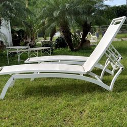 contemporary white sling patio lounge chairs