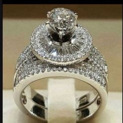 ❤️ 2 PCS Created White Sapphire Gemstone Wedding Ring Jewelry Size 6 Or 10  Mmmm*See My Other 600 Items*