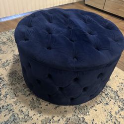 Blue Velvet Ottoman 