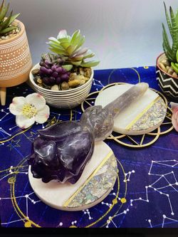 1.1 Lb Hand Carved Amethyst Root Rose Crystal Specimen