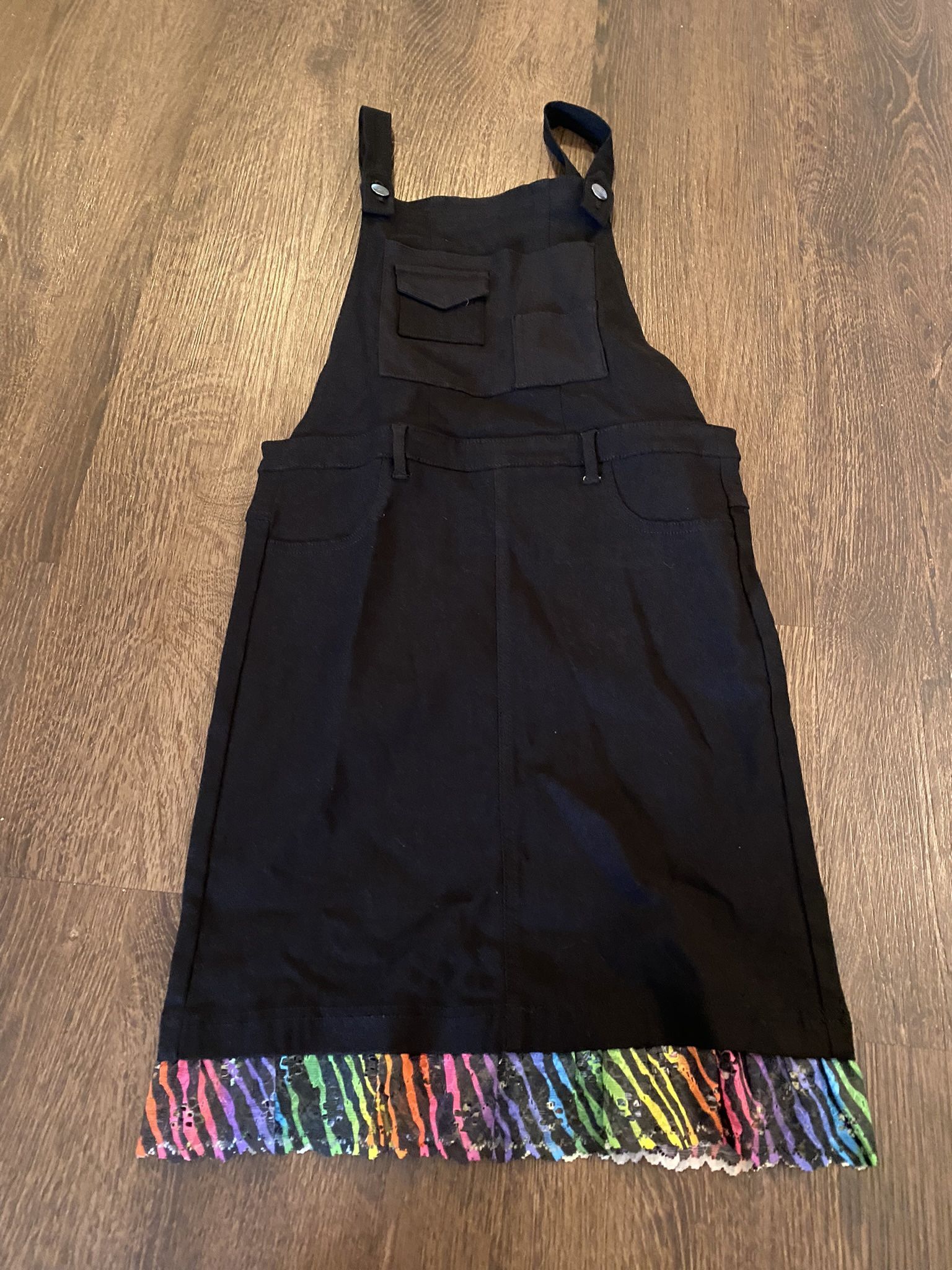Girls Black Dress Jumper Overalls Size 10/12 #5