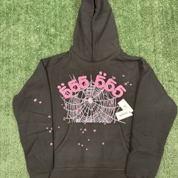 555 Black Sp5der Hoodie 