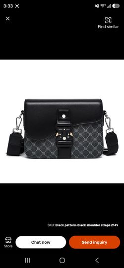 Black Monogram Crossbody Bag with Buckle