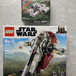 LEGO STAR WARS 75312 Boba Fett’s Starship & Mandalorian Razor Crest Microfighter LOT / NEW