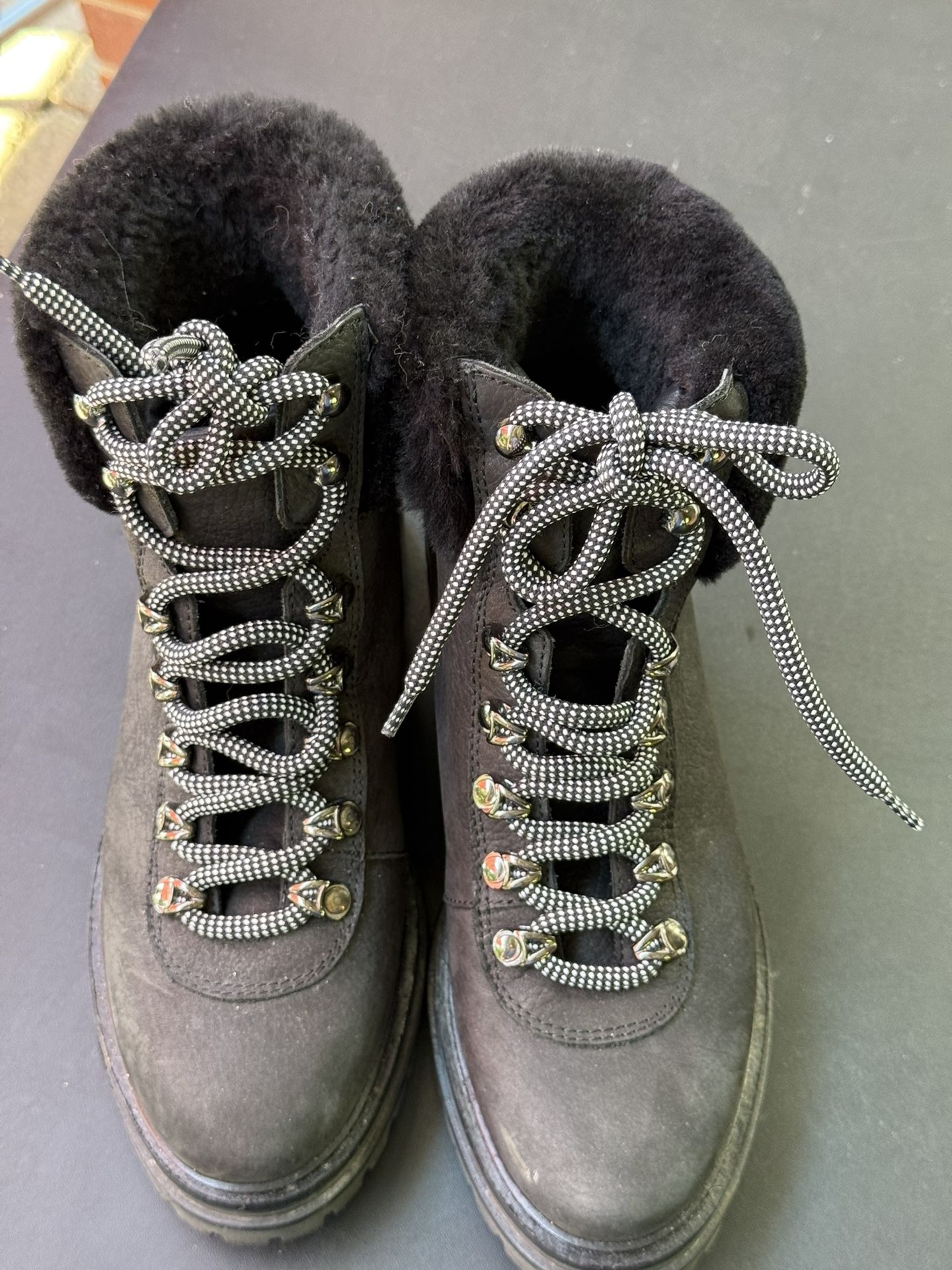 M Gemi Italian Lace Up Shearling Boot - Euro Size 37 