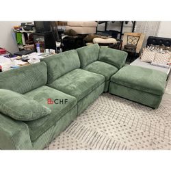 Corduroy modular sectional sofa
