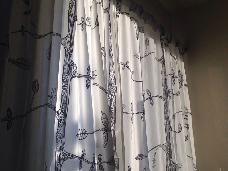 IKEA white and black bird curtains - EIVOR